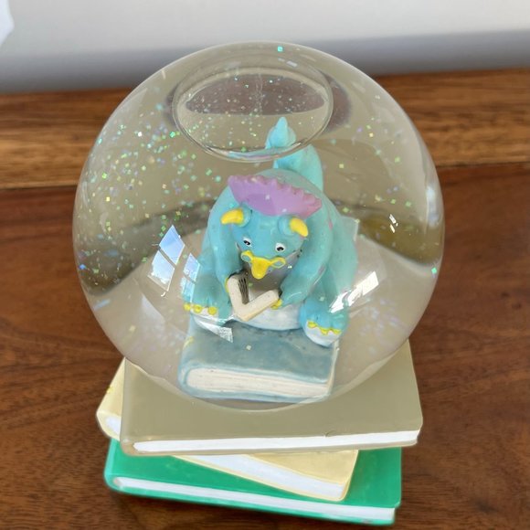 San Francisco Music Box Company Reading Dinosaur Glitter Snow Globe 1993 Books - Picture 10 of 14